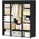 BALEINE Wardrobe Closet, Portable Closet Dresser for Bedroom, Clothes Storage Organizer with 12 Compartments 55" x 16" x 65", Non-Woven Fabric Storage Closet for Bedroom and Dorm (Black)