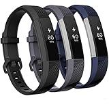 GEAK Compatible with Fitbit Alta and fitbit Alta HR Band, Soft Classic Accessories Sport Bands Compatible for Fitbit Alta HR/Fitbit Ace,Black Gray Navy,Large