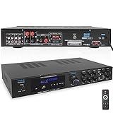 Pyle Home Audio Theater Amplifier w/Bluetooth - 5 Channel Sound Stereo Amp for Home Speakers - Multi-Source 1/4” Audio/Microphone Input, MP3/USB/SD/AUX/FM Radio - Remote Control - PDA8BU