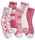 SDBING Fuzzy Socks for Women Soft Fluffy Home Sleeping Socks Cozy Warm Slipper Socks 6 or 5 Pairs (5 Pairs Pink Hearts)