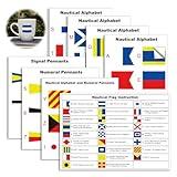 7 Pack Nautical Flag Stickers Set with Maritime Flag Alphabet Reference Sailing Stickers Decor Nautical Theme Party Favors for Cup Phone Laptop Party Decor（Each Sticker L：1.6" - 2.5" & W：0.9"-1"）