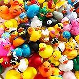 Assorted Rubber Duckies for Kids and Toddlers Cute Duck Bath Tub Pool Toys in Multiple Characters, Fun Carnival, Bath Birthday Gifts Baby Showers Classroom Incentives and Summer Beach, 2" (10-Pack)