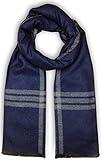 Livativ Bleu Nero Luxurious Winter Scarf for Men and Women – Large Selection of Unique Design Scarves – Super Soft Premium Cashmere Feel Navy Grey Center Plaid