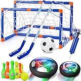 Nazano 4-in-1 Hover Soccer Ball Set, Rechargable Air Floating Soccer Toy with LED Lights, Indoor & Outdoor Kids Sports Toys, Christmas Birthday Gifts for Boys Girls Aged 3 4 5 6 7 8-12