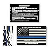 Miranda Rights Metal Card for Police Officers, Thin Blue Line American Flag Design, Miranda Warning Card for Law Enforcement Officers, Durable Aluminum Card with Patriotic Flag Sleeve, Police Duty Gear