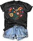 Mexican Shirts for Women Mexico Fiesta Party Blouse Boho Flower Folklore Floral Heritage Tee Tops