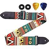 KINPHY Guitar Strap, Acoustic Guitar Strap, Matching Guitar Picks, Guitar Accessories Strap Locks Kit for Electric Bass Guitars, Awesome Gift for Birthday,Christmas,Valentine's Day Holidays