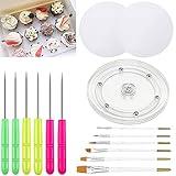 ALLRI Cookie Decorating Kit Cookie Decorating Supplies with 1 Acrylic Cookie Turntable, 6 Cookie Fondant Brushes 6 Cookie Scribe Needle Royal Icing Tools Cookie Turntable Decorating