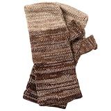 GreaterGood Alpaca Fingerless Mittens Gloves for Women 100% Super Soft Alpaca Fiber Handmade Fair Trade Typing Texting Gloves (Brown/Tan, One Size Fits Most)