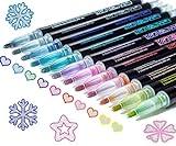 Glitter Markers Outline Glitter Pens: 12 Shimmer Metallic Tween Teen Girl Gifts Trendy Stuff 4-16 Year Old,Arts Crafts Kids Ages 8-12,Art Supplies Kids 6-8 9-12 10-12,Cute Cool Fun Crafts Girls 8-12