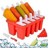Silicone Popsicle Molds 10-cavity, DIY Ice Pop Mold for Kids Adult Teens, BPA Free Ice Cream Molds for Party Yogurt Juice Smoothies Sticks
