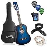 Ashthorpe 30-inch Beginner Acoustic Guitar Package (Blue), Basic Starter Kit w/Gig Bag, Strings, Strap, Tuner, Picks