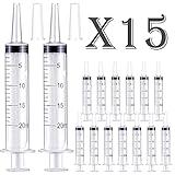 15 Pack-20ml Plastic Feeding Syringe with Cap,Individually Packge Sealed,Measuring Liquid Syringe Suitable for Industrial Scientific Labs Animal Husbandry