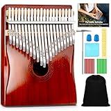 Kalimba Thumb Piano,YUNDIE Portable 21 Keys Mbira Finger Piano with Tune Hammer and Study Instruction,Musical Instruments Gift for Adult Beginners Professional(Brownish Red) (21 Keys)