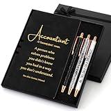 Spakon 5 Pcs Definition Accountant Gifts Leather Journal Notebook Ballpoint Pens with Gift Box Accountant Birthday Gift for CPA Women Men Coworker Assistant Employee Appreciation Gift, Black