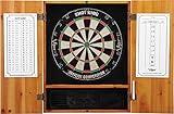 Viper by GLD Products Metropolitan Solid Wood Cabinet & Sisal/Bristle Dartboard Ready-to-Play Bundle: Standard Set (Shot King Dartboard), Oak Finish