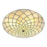 kangten 20'' Vintage Tiffany Style Flush Mount Ceiling Lighting Fixtures 4-Light Handmade Glass Shade Retro Ceiling Light for Bedroom Living Room Kitchen Entryway Foyer