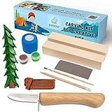 BeaverCraft Wood Carving Kit for Kids & Beginner DIY08 - Wood Whittling Kit for Kids Woodworking Starter Kit Hobby Kits for Boys Wood Crafts Projects DIY Gifts, Carving Set Whittling Knife & Basswood