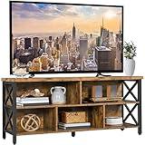 Yaheetech TV Stand for Living Room, Industrial Entertainment Center for 65 Inch TV, Rustic TV Console Stand with Storage Cabinets Wood and Metal, Rustic Brown