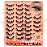 20 Pairs False Eyelashes Natural Look Lashes Mink Fluffy Fake Eyelashes Wispy Strip False Lashes 4 Styles Mixed Thick Volume Faux Mink Eyelashes ALICROWN