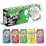 WARHEADS SODA - Sour Fruity Soda with Classic Warheads Flavors – Perfectly Balanced Sweet and Sour Soda - Warheads Candy Throwback Treat, Soda, Cocktail Mixer, Pack of 5, 12oz Cans (Sampler Pack)