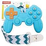 Cool Remote Game Control Teething Toy for Babies 0-6 6-12 Months,Game Controller Teether for Gamer Parents,Baby's First Valentines Day Gifts,Silicone Remote Chew Toys（Blue