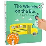 Calis Books The Wheels on The Bus Book | New Rechargeable Musical Book, No More Batteries | Books for 1 Year Old | Wheels on The Bus Toy | Musical Book for Toddlers 1-3 | Musical Toy for Toddlers