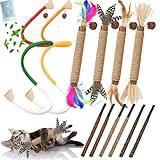 Grembeb Cat Toys 12PCS Catnip Toy for Indoor Kitten Toys Cat Chew Stick for Dental Cleaning Teeth Cat Silvervine Rope Treat Kitty Feather Snack for for Kick Molar Scratch Self Play Interactive Boredom