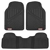 Motor Trend FlexTough Performance All Weather Rubber Car Floor Mats - 3 Piece Floor Mats Automotive Liners for Cars Truck SUV, Heavy-Duty Waterproof (Black)