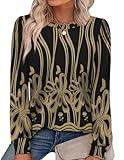 Alaroo Long Sleeve Shirts Casual Tops Fall Fashion Outfits for Women Basic Crewneck Sweatshirts Boho Clothes 2025 Print 10 M