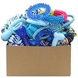 Beiker 20 Pack Puppy Chew Toys - Blue Dog Teething Toys for Puppies, Puppy Teething Rings and Durable Ropes, Blue Rubber Toy Bundle for Small Dogs, Cute Interactive Dog Balls for Small Breed