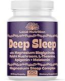 Natural Sleep Aid with Magnesium Glycinate 500mg Reishi Mushroom 350mg L-Theanine 300mg Apigenin 50mg Melatonin 3mg - Magnesium Sleep Supplement for Sleep Support, Deep Sleep - 60 Capsules Made in USA