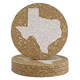 Texas Coaster Set Cork 3.5 Inch Coasters - 4 Texas Coasters Texas Gift