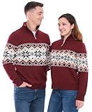 LUBOT 2024 Women Men Unisex Ugly Christmas Sweaters Matching Couples Family His and Hers Xmas Sweater Cute Tacky Holiday Parties Knitted Pullover Red Snowflake XXL