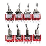 mxuteuk 8pcs 6 Pin 2 Position DPDT Mini Miniature Toggle Switch ON/ON Switch for Car Dash Dashboard 5A 125V 2A 250V MTS-202