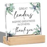 Leader Gifts Great Leaders Quote Clear Desk Decorative Sign Appreciation Gift for Leader Boss Mentor Acrylic Sign with Stand Table Plaque Sign Keepsake