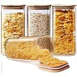HomArtist Square Glass Jars with Bamboo Lids 53 FL OZ [Set of 4], Glass Canisters with Airtight Lid, Glass Food Storage Containers for Pasta, Cereal, Coffee, Flour, Sugar, Best for Kitchen & Pantry