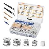 YaaYii Cam Lock for Furniture Assortment Kit 380 PCs - Include 300 Cam Bolt & Nuts Set, 80 Wood Dowel Pins As Furniture Connecting Hardware Parts for Cabinet, Closet, Drawer, Wardrobe and More