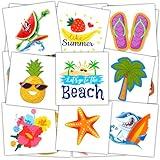 JCFIRE Summer Pool Beach Party Favors Kids Tattoos, 102 Styles Larger Tropical Hawaiian Luau Themed Temporary Tattoos for Kids Teens Adult, Waterproof Summer Stickers Party Decorations Supplies
