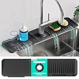 24 Inch Longer Faucet Mat for Kitchen Sink [5°Slope Fast Self-draining]Bathroom Kitchen Sink Splash Guard Silicone Sink Faucet Mat Splash Guard Kitchen Sink Area Tidy Splash Faucet Guard Draining Mat