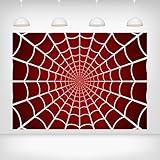 Printspree Red Spider Web Backdrop - 7x5ft Superhero Themed Photography Background for Birthday Party Decorations Photo Booth Props Events Kids' Room Decor