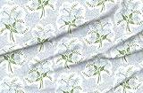 Spoonflower Fabric - Preppy Blue Floral Pastel Botanical Spring Garden Cottagecore Printed on Petal Cotton Fabric by The Yard - Sewing Quilting Apparel Crafts Decor