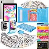Play Wallet for Boys Toddler, 28Pcs Pretend Play Toys Wallet for Kids, Toddler Purse Accessories Includes Tablet, Toy Keys, Money, Kids Toys Christmas Birthday Gift for Boys Ages 3 4 5 6 7 8 9+