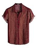 VATPAVE Mens Casual Short Sleeve Button Down Shirts Regular Fit Hawaiian Summer Shirts X-Large WineRed