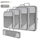 Simplify Living Compression Packing Cubes for Travel, 5 Set Compressible, Lightweight, And Space-Saving Packing Cubes, Suitcase Organizer, Travel Essentials for Women (Gray)