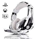 PHOINIKAS Gaming Headset for PS4, Xbox One, PC, Laptop, Mac, Nintendo Switch, 3.5MM PS4 Stereo Headset Over Ear Headphones with Noise-Cancelling Mic, Bass Surround - Camo