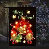 JUSHEN Merry Christmas LED Garden Flag, Lighted Red Gnome Flag, Vertical Christmas Flag for Outdoor Yard Garden Lawn Decoration(12x18 Inch)