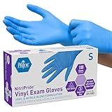 MED PRIDE Disposable Powder Free Non Latex Single Use Medical Exam Gloves, Nitrile Vinyl Blend for Cleaning and Food Handling (Small 100)