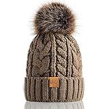 REDESS Women Winter Pompom Beanie Hat with Warm Fleece Lined, Thick Slouchy Snow Knit Skull Ski Cap