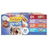 Purina Friskies Gravy Wet Cat Food Variety Pack, Savory Shreds With Beef, Turkey and Cheese Dinner, Chicken and Salmon Dinner, With Ocean Whitefish and Tuna - (Pack of 32) 5.5 oz. Cans